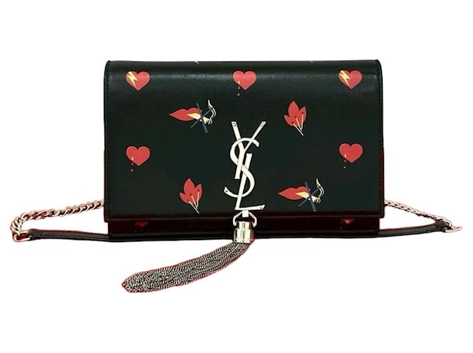Sac à bandoulière Kate en cuir Yves Saint Laurent Noir Rouge 