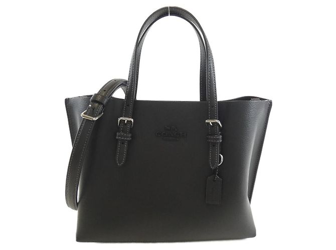 Bolsa de ombro de couro Coach Preto