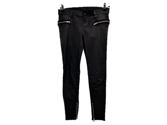 Luc Duchène Schwarze Lederhose mit Verschluss