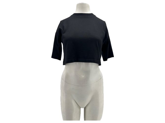 Autre Marque Crop top nero in cotone LOULOU STUDIO
