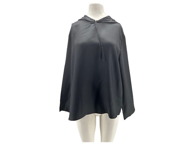 Autre Marque LOULOU STUDIO Kapuzenpullover aus Seide Schwarz