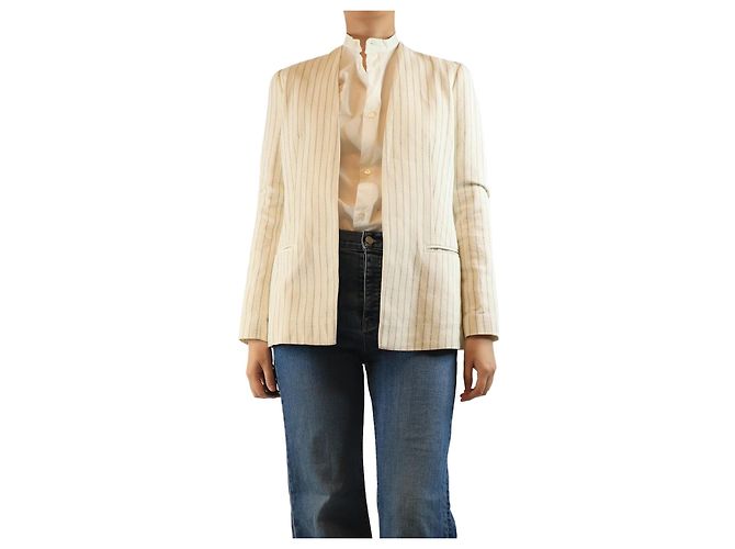 By Malene Birger Cream stripe cotton blazer - size UK 8
