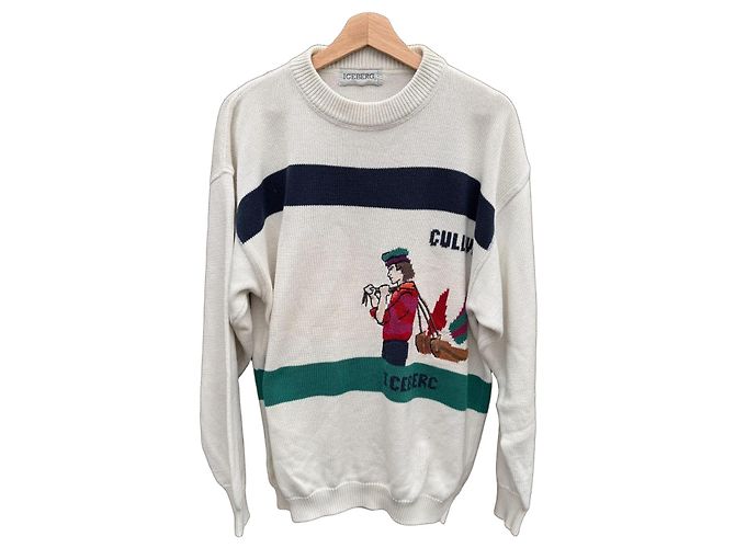 Pull Iceberg Cullivre en maille intarsia Marron Blanc Rouge Bleu Vert