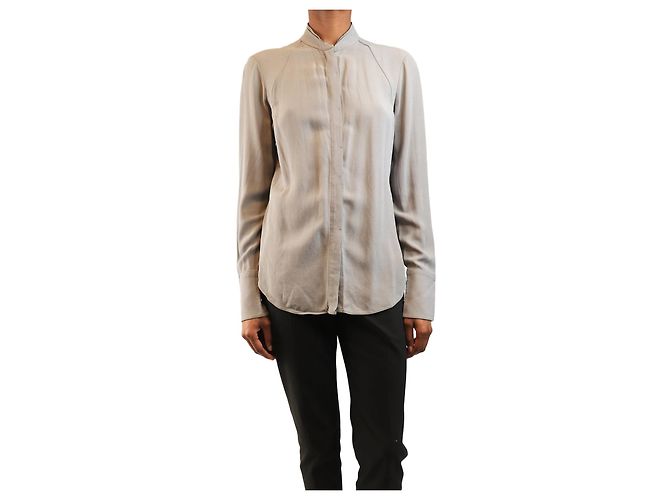 Brunello Cucinelli Camisa de seda abotoada cinza - tamanho S