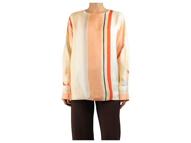 Loro Piana Multicolour stripe silk top - size L Multiple colors