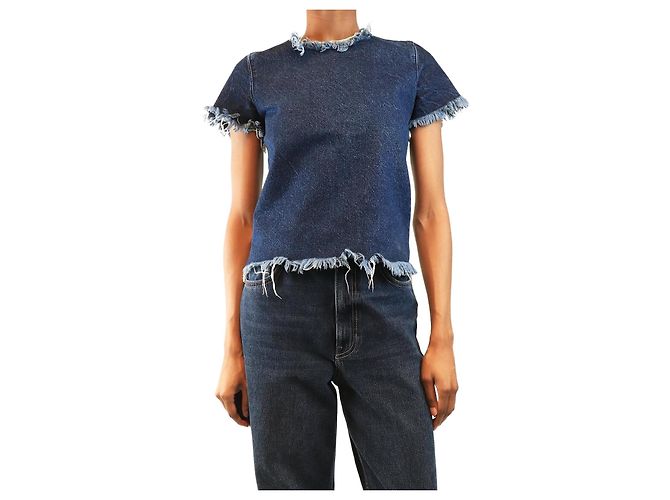 Autre Marque Top de denim azul deshilachado - talla XS