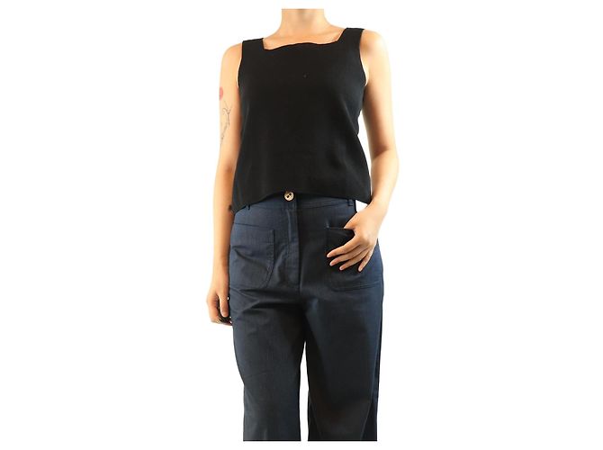 Autre Marque Top de tirantes negro cuadrado - talla M
