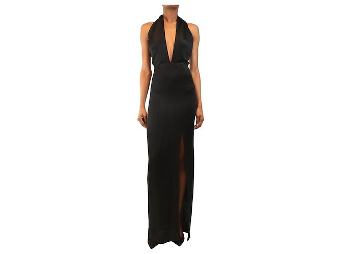 Autre Marque Schwarzes Neckholder-Maxikleid - Größe UK 6