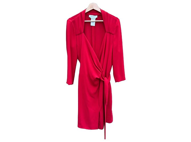 Max Mara Wickelkleid aus roter Triacetat-Mischung