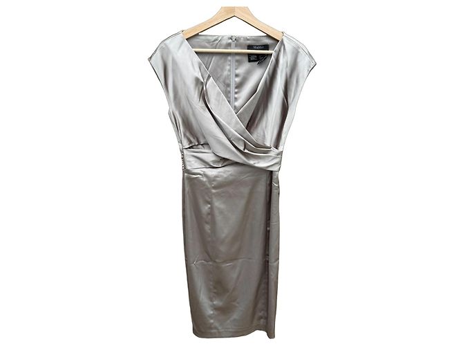 Max Mara Satin-Wickelkleid Beige