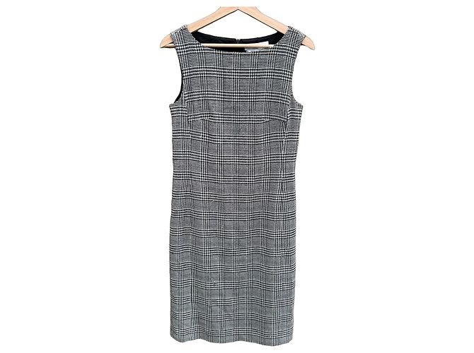 Max Mara Houndstooth Wool Blend Sheath Dress Black White