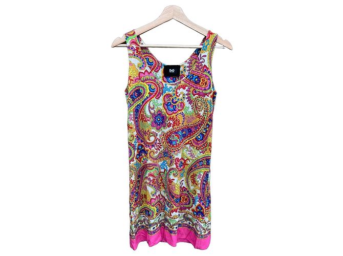 D&G Ärmelloses Mini-Kleid mit Paisley-Print Pink Mehrfarben