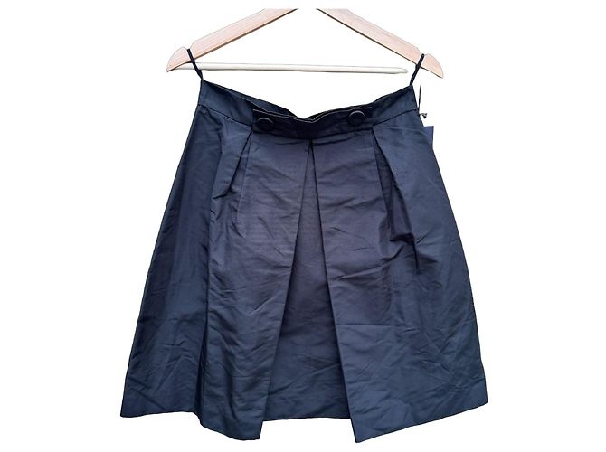 Prada Gonna Midi Plissettata Nera Nero
