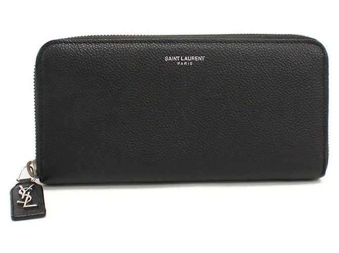 Saint Laurent Black Leather Long Wallet