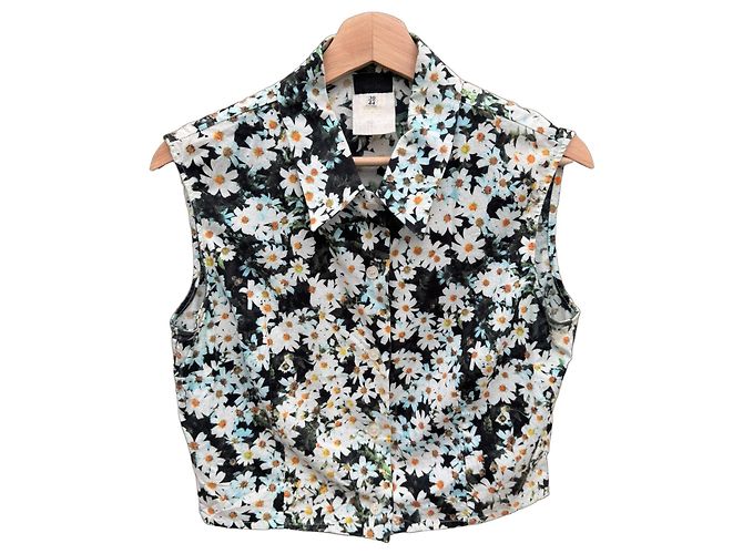 Dolce & Gabbana Camicia smanicata stampa floreale Nero Bianco Verde Giallo