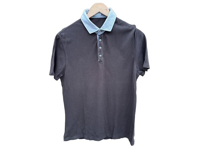 Brunello Cucinelli Polo masculino em algodão marrom
