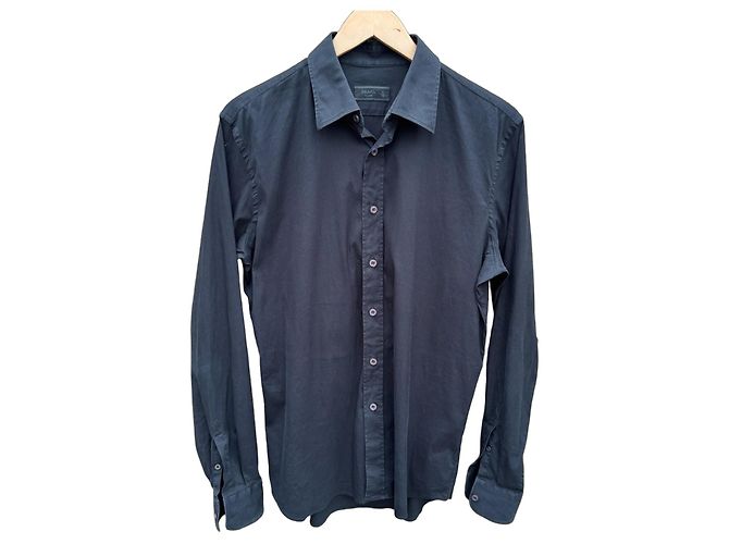 Camicia Prada Milano in popeline di cotone nero