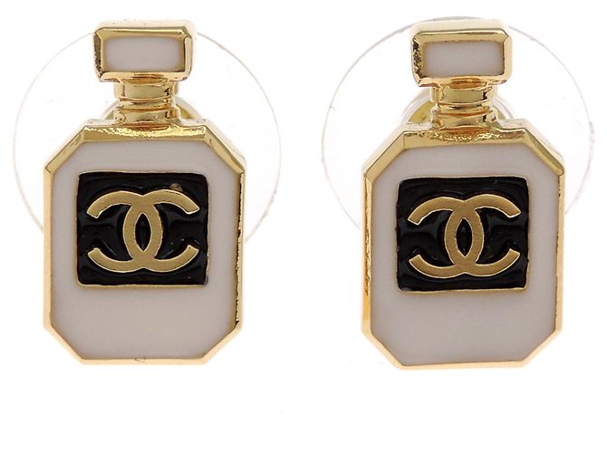 Boucles d'oreilles puces flacon de parfum Chanel