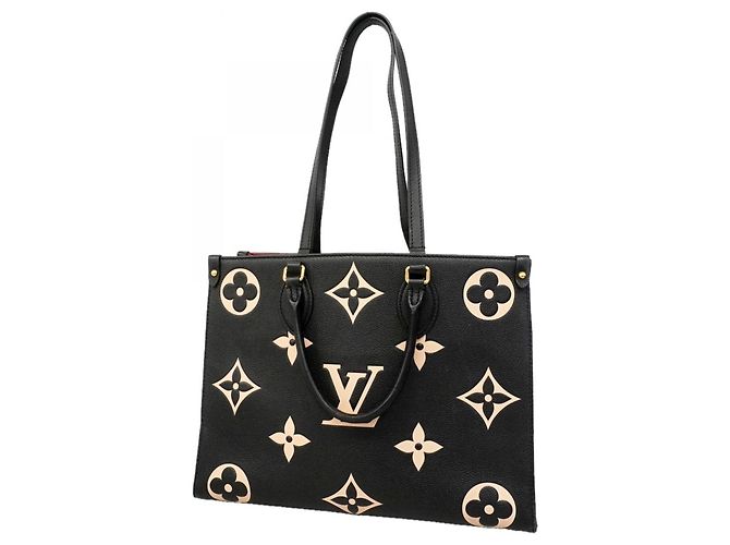 Sac cabas Louis Vuitton Monogram Empreinte Bicolor OnTheGo MM Noir Beige