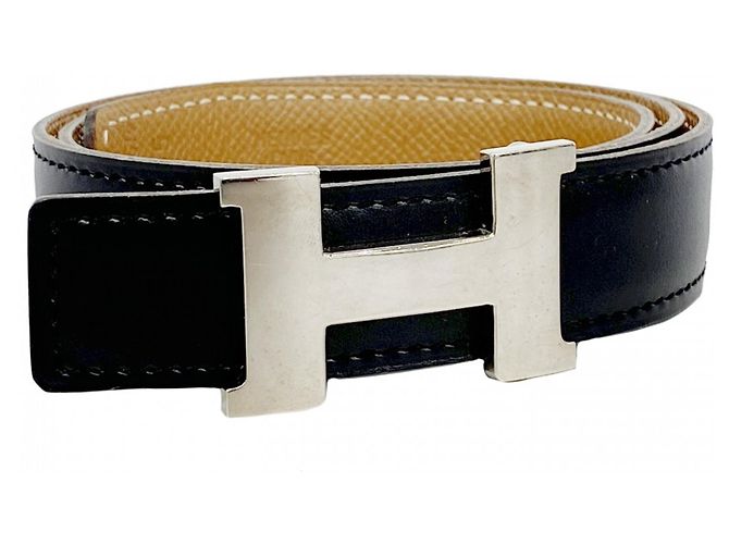 Hermès Hermes Constance Belt in Courchevel Box Calf Leather Black Golden