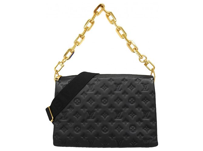 Borsa Louis Vuitton Monogram Embossed Coussin MM Nero