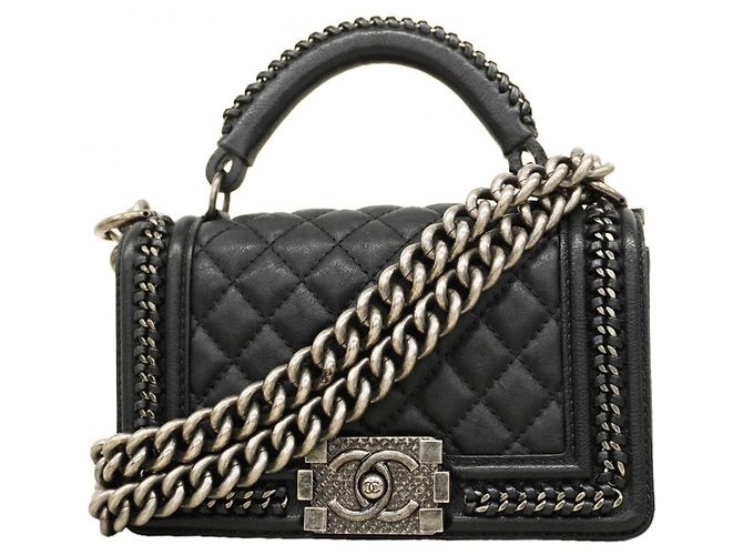 Chanel Boy Chain Shoulder Bag Black