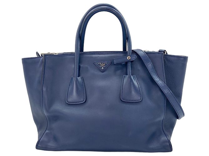 Borsa a 2 modi blu Prada 