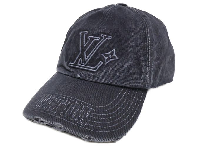 Boné de algodão preto masculino Louis Vuitton