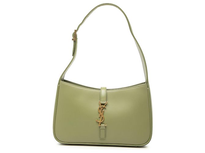 Saint Laurent Le 5 a 7 em couro de bezerro liso verde Verde claro