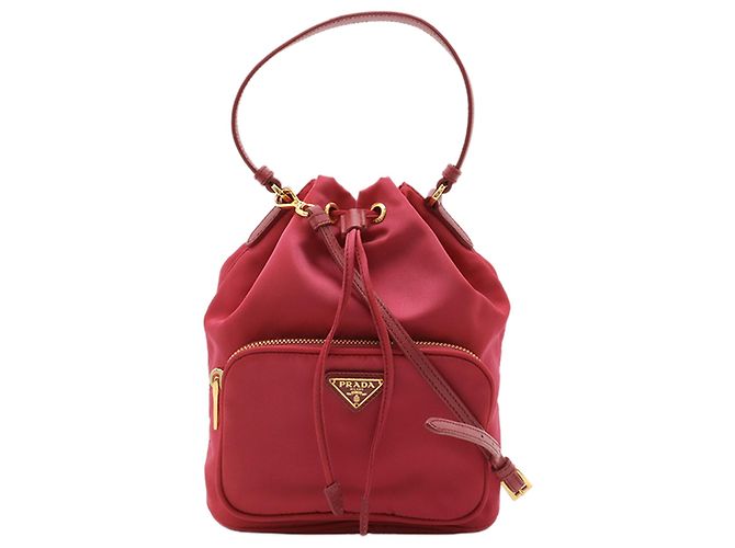 Saffiano Borsa a secchiello Prada Red Re Nylon Duet Rosso 