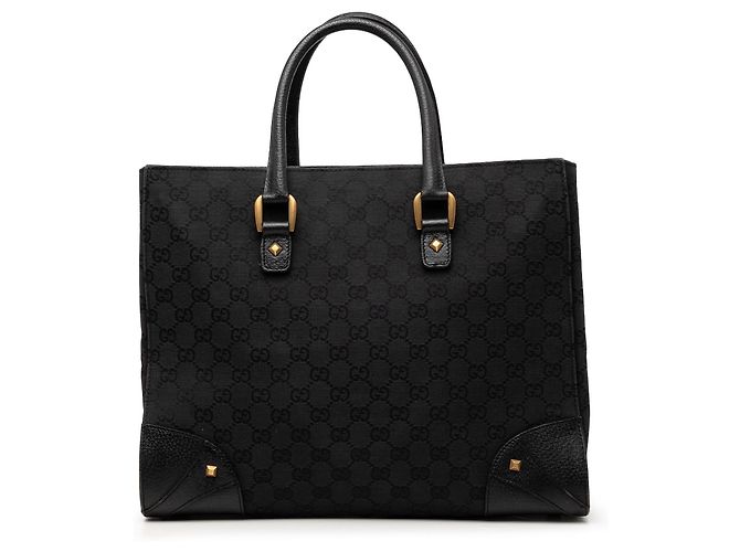 Borsa Gucci Black GG Canvas Nailhead Nero