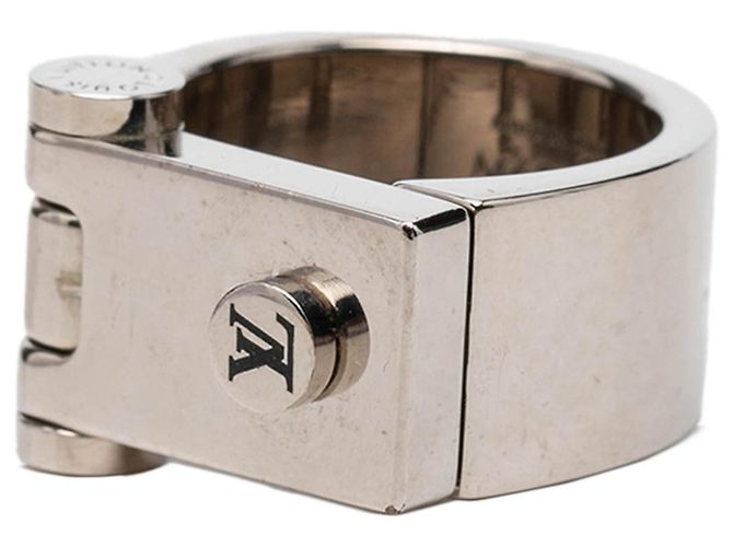 Louis Vuitton Monogram Logo Hinged Lock Ring Silvery