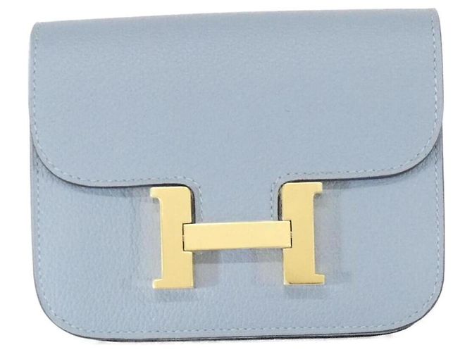 Hermès Portafoglio bi-fold slim Hermes Constance Blu