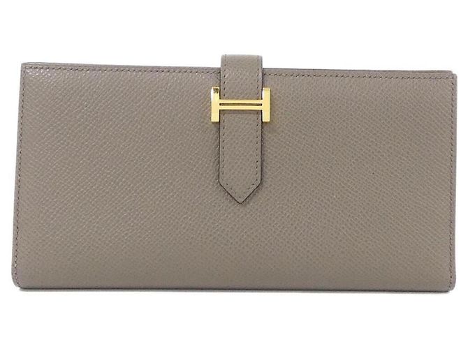 Hermès Cartera Hermes Bearn Soufflé Verso Gris pardo