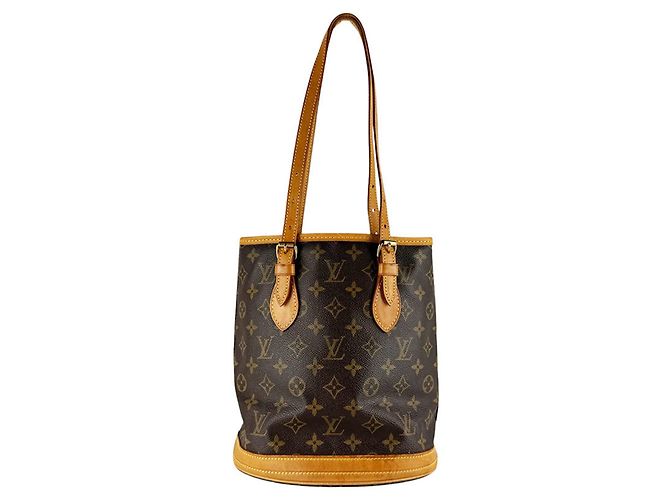 Bolsa Bucket Louis Vuitton Monogram PM Marrom Monograma