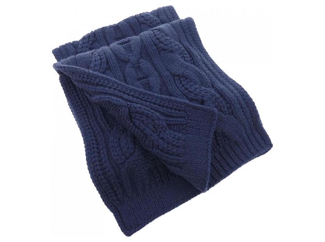 Hermès Hermes Cable Maillon Cashmere Stole Navy blue