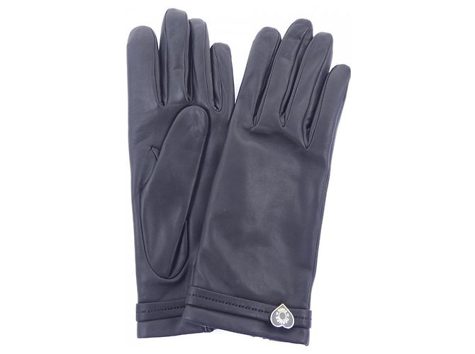 Hermès Hermes Handschuhe aus schwarzem Lammleder
