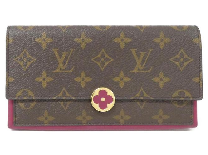 Louis Vuitton Monogram Portefeuille Flore Wallet Brown Fuschia