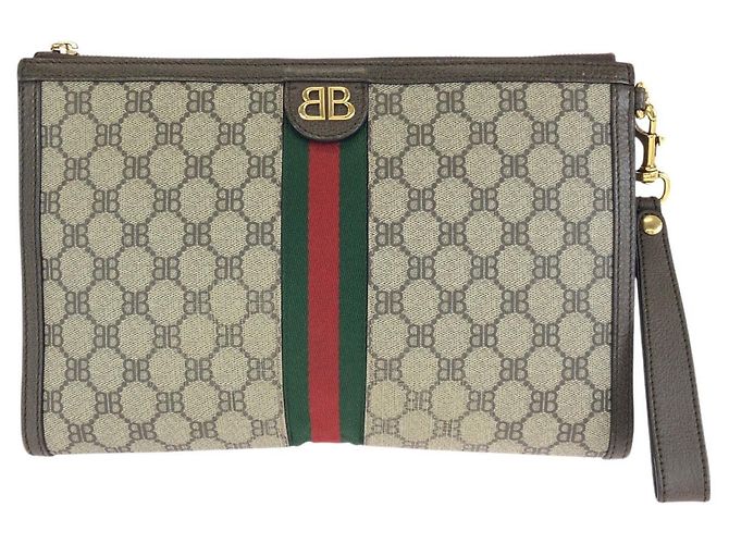 Pochette en PVC Balenciaga The Hacker Project Marron Beige