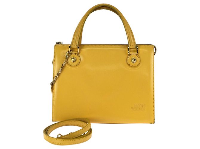 Bolsa de mão 2way Sunburst em couro Versace Dourado Metálico