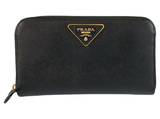 Prada Saffiano Leather Long Wallet Black