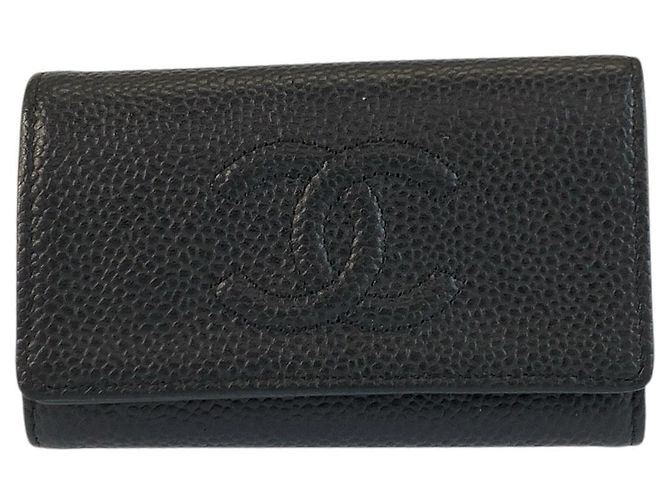 Porta-chaves de couro Chanel Coco Mark Preto