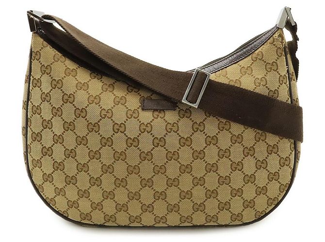 Bolsa de ombro Gucci GG Canvas e couro Marrom Bege