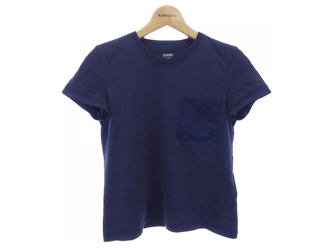 Hermès Camiseta de algodón Hermes Azul Azul marino 