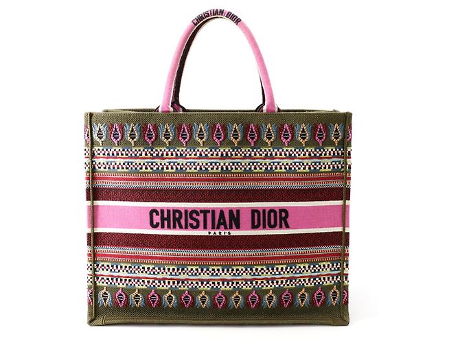 Bolso Tote Christian Dior con estampado botánico Multicolor Púrpura Caqui