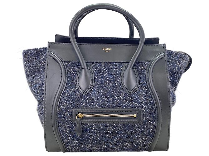 Céline Bolsa Celine Luggage Mini em Navy Azul marinho