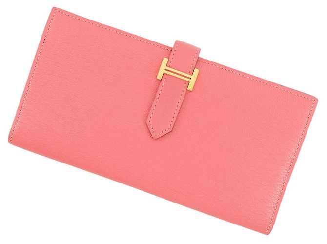 Cartera larga Hermès Bearn Soufflé en rosa