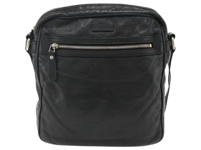 Gucci Messenger mit Front-Reißverschluss Guccissima Leder Medium Schwarz