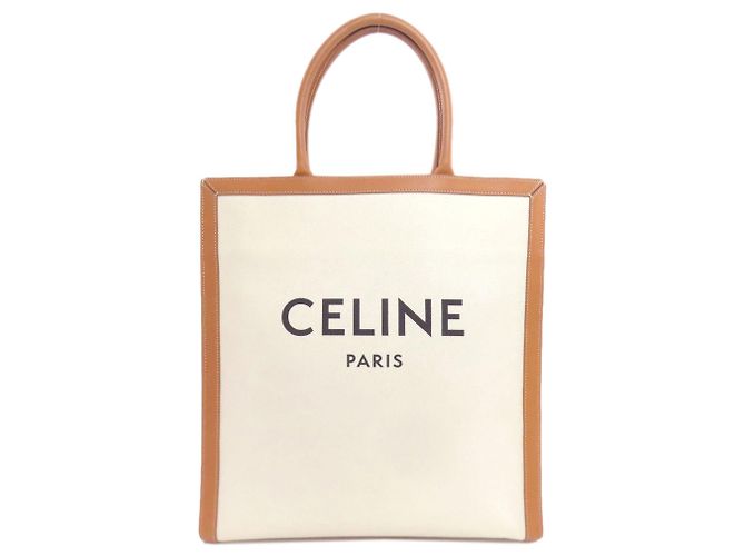 Cabas Céline Borsa Tote Verticale Large Celine Marrone Bianco 