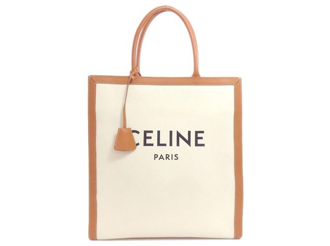 Cabas Céline Borsa Tote Verticale Large Celine Marrone Bianco 